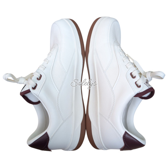 Vessi Courtside Classic Men 10 Waterproof Off White Mahogany Red Lace Up Sneaker - Picture 9 of 10